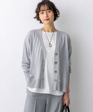 23区 【先行予約/WEB&一部店舗限定】スビンハイツイスト Vネック カーディガン ライトグレー系