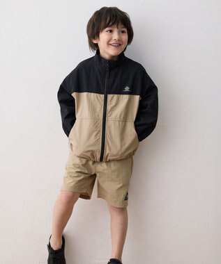 ANY KIDS スタンドカラー ウインドブレーカー ブラック×ベージュ