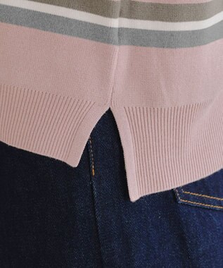 Tiaclasse マルチボーダーニットトップス ピンク