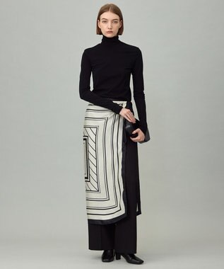 ICB 【洗える】 パウダリーチュール ハイネックトップス ブラック系