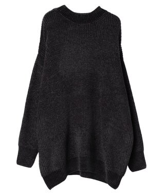 earth music&ecology シャイニーベロアモールチュニック Dark Gray