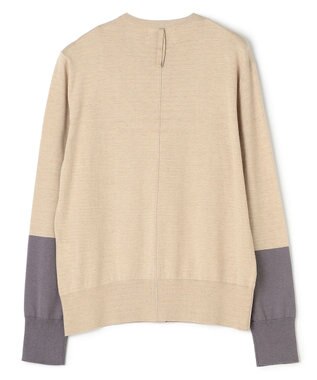 BEIGE， CHLOR / ウールシルク配色クルーネックカーディガン Beige