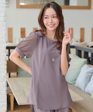 Tiaclasse 【洗える・接触冷感・紫外線ケア・サラごこち】ソフトペプラムカットソー ピンクモカ