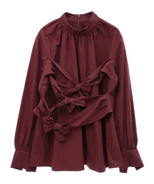 Green Parks リボンデザインハイネックブラウス Terracotta