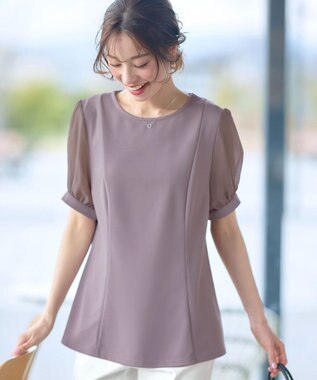 Tiaclasse 【洗える・接触冷感・紫外線ケア・サラごこち】ソフトペプラムカットソー ピンクモカ