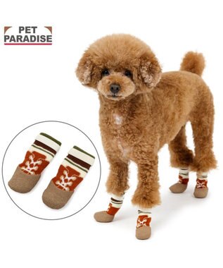PET PARADISE ペットパラダイス ボーダー フィット靴 ３Ｓ レッド×ベージュ