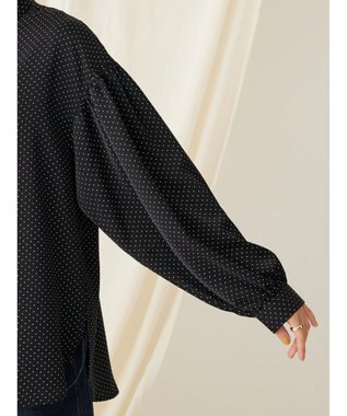 CRAFT STANDARD BOUTIQUE ピコフリルドットブラウス Black