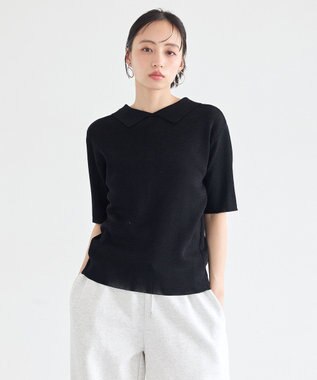 earth music&ecology 前後2WAYポロニット Black