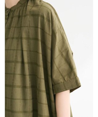Green Parks インド綿 チェックドビーブラウス Khaki