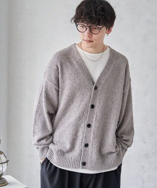 WEGO ツイストブークレカーディガン グレー