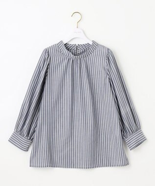 ANY SIS 【洗える】フェイクパールストライプ ブラウス ブルーストライプ