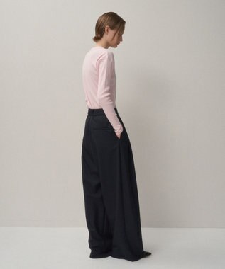 ATON WOOL TROPICAL | ワイドイージーパンツ NAVY
