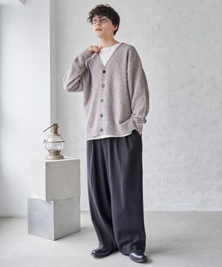 WEGO ツイストブークレカーディガン グレー