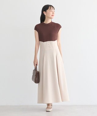 earth music&ecology フロントボタンドッキングワンピース Brown