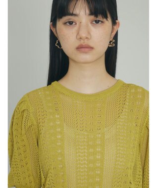 Green Parks ａ．透かし柄ニットプルオーバー Lime Green