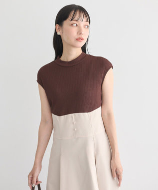 earth music&ecology フロントボタンドッキングワンピース Brown