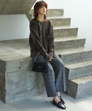 AMERICAN HOLIC ニュアンスライン柄ニットプルオーバー Brown