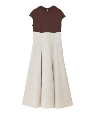 earth music&ecology フロントボタンドッキングワンピース Brown