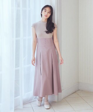 earth music&ecology フロントボタンドッキングワンピース Pink Beige