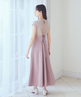 earth music&ecology フロントボタンドッキングワンピース Pink Beige