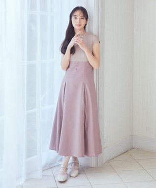 earth music&ecology フロントボタンドッキングワンピース Pink Beige