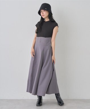 earth music&ecology フロントボタンドッキングワンピース Black