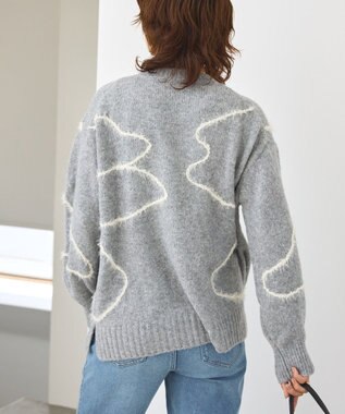 AMERICAN HOLIC ニュアンスライン柄ニットプルオーバー Gray Mixture