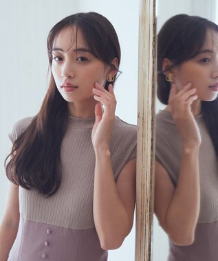 earth music&ecology フロントボタンドッキングワンピース Pink Beige