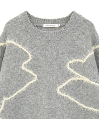 AMERICAN HOLIC ニュアンスライン柄ニットプルオーバー Gray Mixture