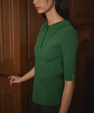 CRAFT STANDARD BOUTIQUE 半袖２ｗａｙリブポロニット Green