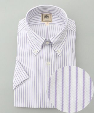 J.PRESS MEN 【夏に嬉しい高機能】カノコインレイストライプパッチポケット シャツ/B.D. パープル系1