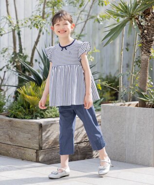 組曲 KIDS 【UVケア】【110-140㎝】マリンボーダー チュニック ネイビー