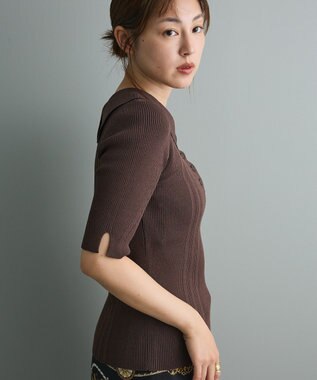 CRAFT STANDARD BOUTIQUE 半袖２ｗａｙリブポロニット Brown