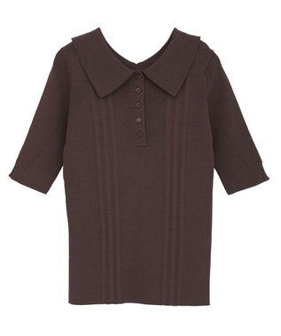 CRAFT STANDARD BOUTIQUE 半袖２ｗａｙリブポロニット Brown