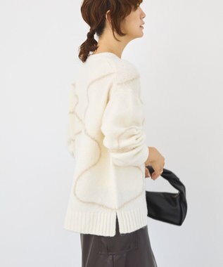 AMERICAN HOLIC ニュアンスライン柄ニットプルオーバー Ivory