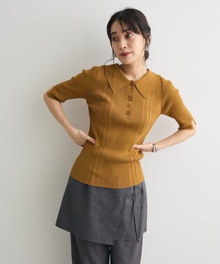 CRAFT STANDARD BOUTIQUE 半袖２ｗａｙリブポロニット Beige