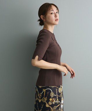 CRAFT STANDARD BOUTIQUE 半袖２ｗａｙリブポロニット Brown