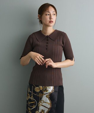 CRAFT STANDARD BOUTIQUE 半袖２ｗａｙリブポロニット Brown