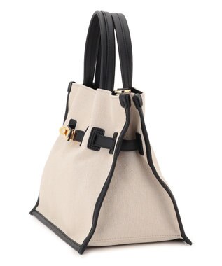23区 VIOLAd'ORO キャンバス レザーコンビ 2WAY トートバッグ アイボリー系