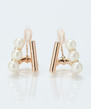 Phoebe 【痛くないシリーズ/金属アレルギー対応】ダブルデコレイトパールライトフィットイヤリング　シャンパン シャンパンゴールド