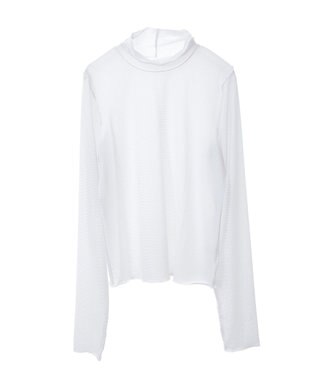 earth music&ecology シアーラメハイネックプルオーバー Off White