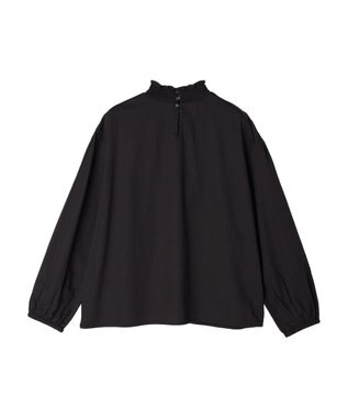 CRAFT STANDARD BOUTIQUE インドコットンシャーリングハイネックブラウス Black