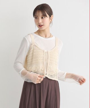 earth music&ecology シアースリーブプルオーバー Off White