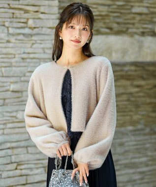 ANY SIS 【Lily Calin】フェザーニット カーディガン ライトグレー