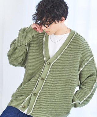 WEGO ハンドステッチカーディガン グリーン