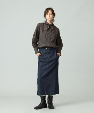 J.PRESS YORK STREET 【WOMEN】コットンボータイ ブラウス グレー系