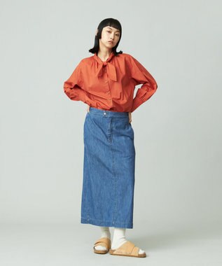 J.PRESS YORK STREET 【WOMEN】コットンボータイ ブラウス オレンジ系