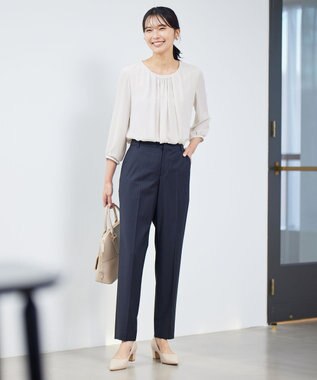 23区 L 【洗える】シルキーデシン ギャザー カットソー ベージュ系