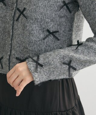 Green Parks ・ＡＮＤＳＥＡＲＣＨ　メニーリボンニットカーディガン Charcoal Gray