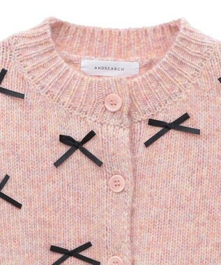 Green Parks ・ＡＮＤＳＥＡＲＣＨ　メニーリボンニットカーディガン Pink